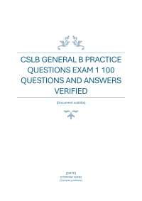 CSLB General B Practice Questions Exam 1: Construction Safety and Building Codes