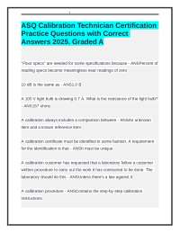 ASQ Calibration Technician Certification Practice Questions with Correct Answers 2025.