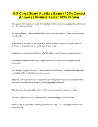 U.S Coast Guard Auxiliary Exam | 100% Correct  Answers | Verified | Latest 2025-2026