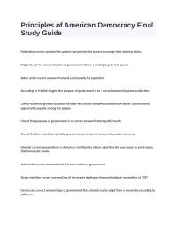 Principles of American Democracy Final Study Guide: Questions and Answers