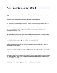 American Democracy Unit 2: Key Concepts and Definitions