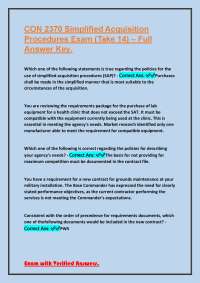 CON 2370 Simplified Acquisition Procedures Exam (Take 14) – Full Answer Key.