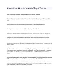 American Government CLEP Exam: Key Terms and Concepts
