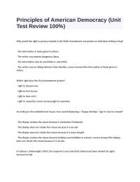 Principles of American Democracy: Unit Test Review