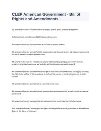 CLEP American Government: Bill of Rights and Amendments