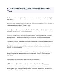 CLEP American Government Practice Test: Questions and Answers