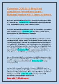 CON 2370 Simplified Acquisition Procedures Exam: Multiple Choice Questions and Answers