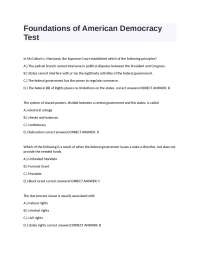 Foundations of American Democracy Test