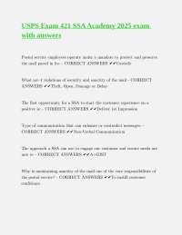 USPS Exam 421 SSA Academy 2025 exam with answers