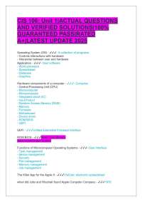 CIS 106: Unit 1|ACTUAL QUESTIONS AND VERIFIED SOLUTIONS|100% GUARANTEED PASS|RATED A+|LATE