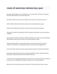 Roots of American Democracy: A Quiz on Key Concepts and Historical Figures