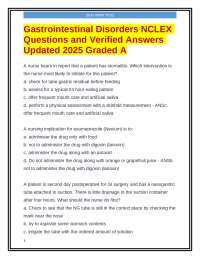 Gastrointestinal Disorders NCLEX Questions and Verified Answers