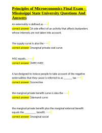 Microeconomics Final Exam Questions and Answers - Mississippi State