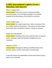UARK International Logistics Exam 1: Questions and Answers