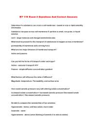 Cell Membrane Transport: Exam 2 Questions and Answers
