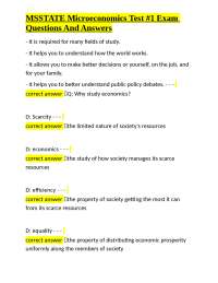 Microeconomics Test #1 Exam Questions and Answers: A Study Guide for MSSTATE Students