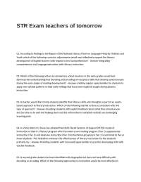 STR Exam Questions and Answers- teachers of tomorrow