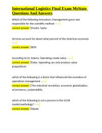 International Logistics Final Exam MsState Questions And Answers