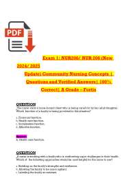 Community Nursing Concepts Exam Questions and Answers