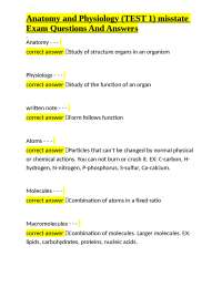 Anatomy and Physiology Test 1: Questions and Answers