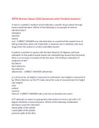 NPTE Review Exam 1: 211 Questions with Verified Answers