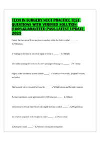 TECH IN SURGERY NCCT PRACTICE TEST QUESTIONS WITH VERIFIED SOLUTION |100%GUARANTEED PASS.L