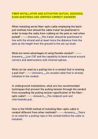 FIBER INSTALLATION AND ACTIVATION (ACTUAL 2025/2026) EXAM QUESTIONS AND VERIFIED CORRECT A
