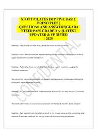 STOTT PILATES IMP FIVE BASIC PRINCIPLES | QUESTIONS AND ANSWERS|GUARA NTEED PASS GRADED A+