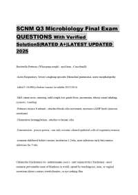SCNM Q3 Microbiology Final Exam QUESTIONS With Verified SolutionS|RATED A+|LATEST UPDATED