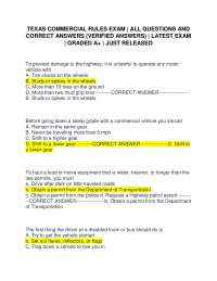 Texas Commercial Rules Exam: Questions and Answers