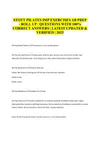 STOTT PILATES IMP EXERCISES AB PREP - ROLL UP | QUESTIONS WITH 100% CORRECT ANSWERS | LATE