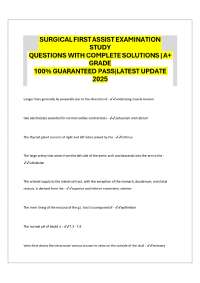 SURGICAL FIRSTASSIST EXAMINATION STUDY QUESTIONS WITHCOMPLETE SOLUTIONS |A+ GRADE 100% GUA