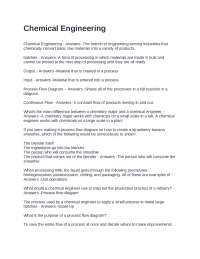 Chemical Engineering Exam of Questions and 100% Verified Answers