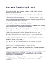 Chemical Engineering Exam 2: Questions and Answers
