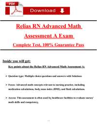 Relias RN Advanced Math Assessment A Test (2025/2026) Most Comprehensive to Pass the Exam
