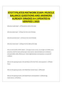 STOTT PILATES MATWORK EXAM- MUSCLE BALANCE QUESTIONS AND ANSWERS ALREADY GRADED A+| UPDATE
