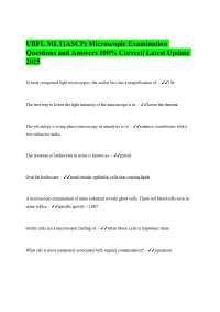 UBFL MLT(ASCP) Microscopic Examination Questions and Answers 100% Correct| Latest Update 2