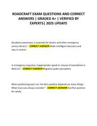 ROADCRAFT EXAM QUESTIONS AND CORRECT ANSWERS | GRADED A+ | VERIFIED BY EXPERTS| 2025