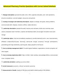 Pharmacy Practice Essentials: Management, Leadership, & Pharmacoeconomics