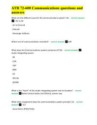 ATR 72-600 Communications System: Questions and Answers