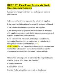 BUAD 331 Final Exam Review via Stank Questions And Answers