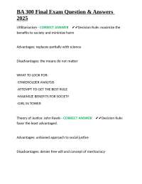 BA 300 Final Exam Questions & Answers: Ethical Decision Making Theories and Concepts