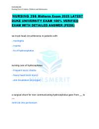 NURSING 396 Midterm Exam 2025 LATEST DUKE UNIVERSITY EXAM 100% VERIFIED EXAM WITH DETAIL