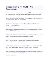 Introduction to Information Technology (IT) - C182 - PreAssessment