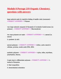 Module 8 Portage 219 Organic Chemistry questions with answers