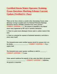 Certified Storm Water Operator Training Exam Questions and Answers