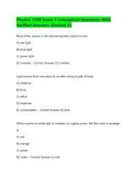 Physics 1260 Exam 3 Conceptual Questions With Verified Answers (Graded A)