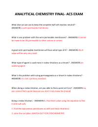 ANALYTICAL CHEMISTRY FINAL- ACS EXAM QUESTIONS AND ANSWERS 2025