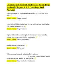 Real Estate Exam Prep: National Chapter 1 & 2 Questions and Answers