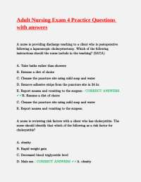 Adult Nursing Exam 4 Practice Questions with Answers